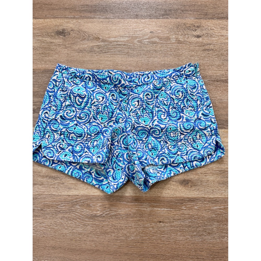 Lilly Pulitzer Callahan Shorts Blue White Swirl Print Cotton Dobby Size‎ 6